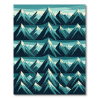 Teal And White Mountain Range Rug