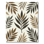 Earthy Brown Tropical Leaf Botanical Rug