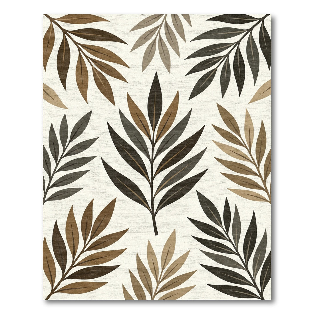 Earthy Brown Tropical Leaf Botanical Rug