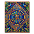 Peacock Medallion Mosaic Royal Blue Gold Rug