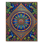 Peacock Medallion Mosaic Royal Blue Gold Rug