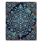 Ornate Sapphire Floral Damask Area Rug