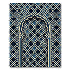 Navy Blue Intricate Arched Lattice Rug