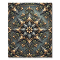 Ornate Slate and Gold Floral Medallion Rug