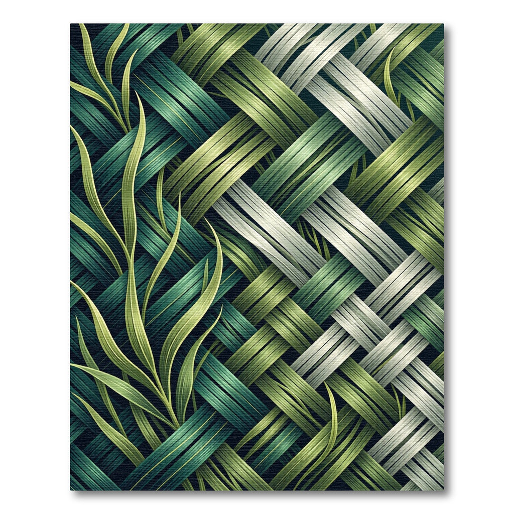 Green Woven Leaf Texture Rug
