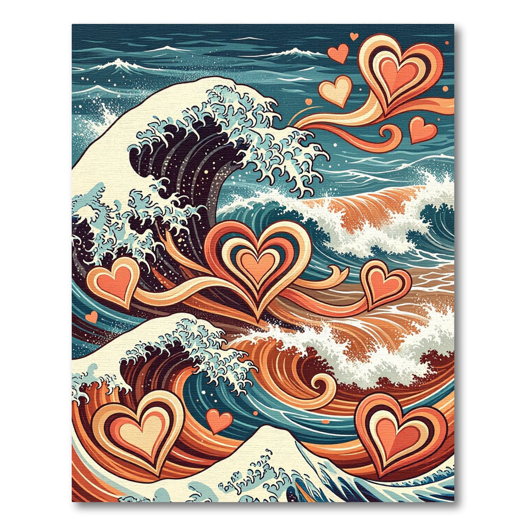 Retro Inspired Heart Wave Composition Rug