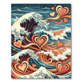 Retro Inspired Heart Wave Composition Rug