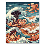 Retro Inspired Heart Wave Composition Rug