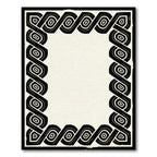 Black Ivory Interwoven Geometric Border Rug