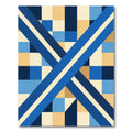 Geometric Blue Cream Diagonal Stripe Art Rug