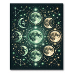 Cosmic Moon Phases Constellation Glow Rug