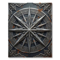 Ornate Metallic Silver Celestial Compass Rug