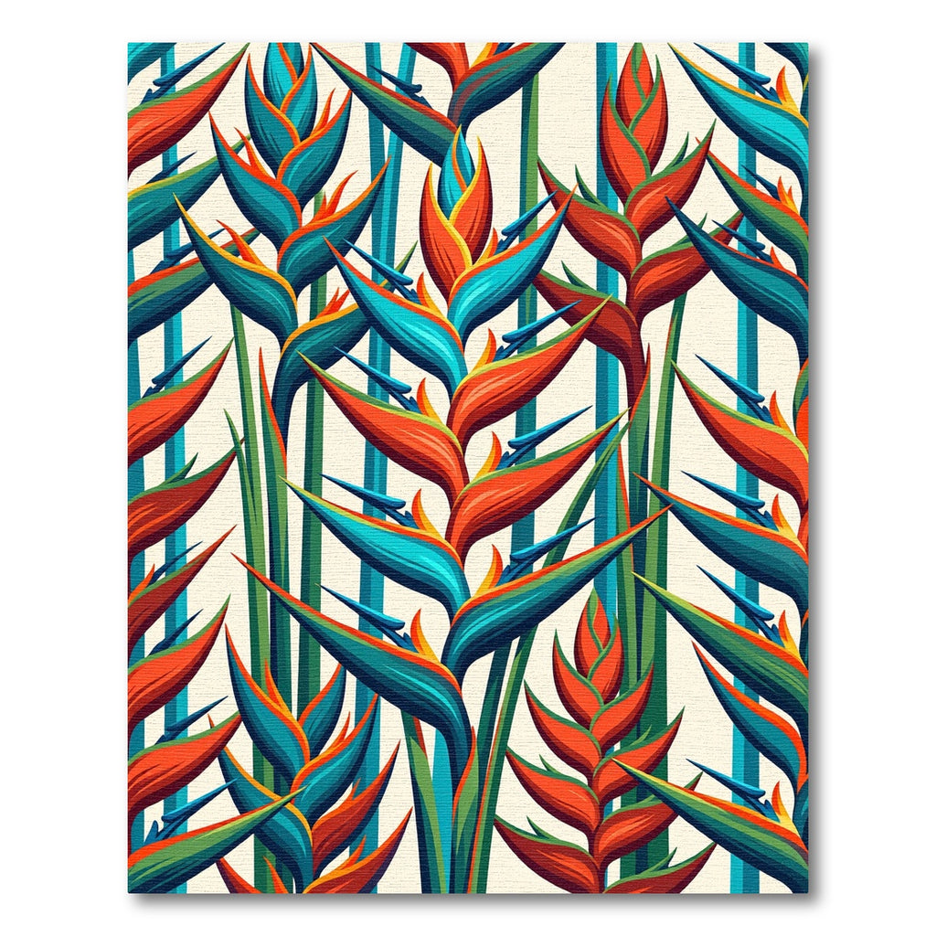 Vibrant Tropical Heliconia Botanical Art Rug