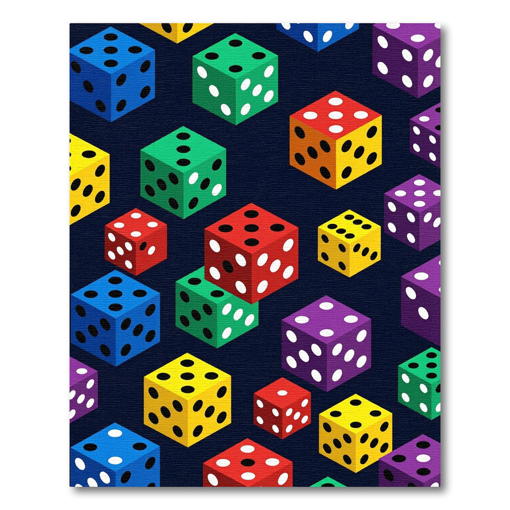 Vibrant Isometric Colorful Dice Mosaic Rug
