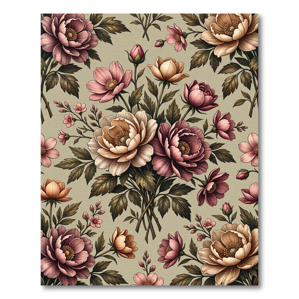 Elegant Peony Blossom Botanical Illustration Rug