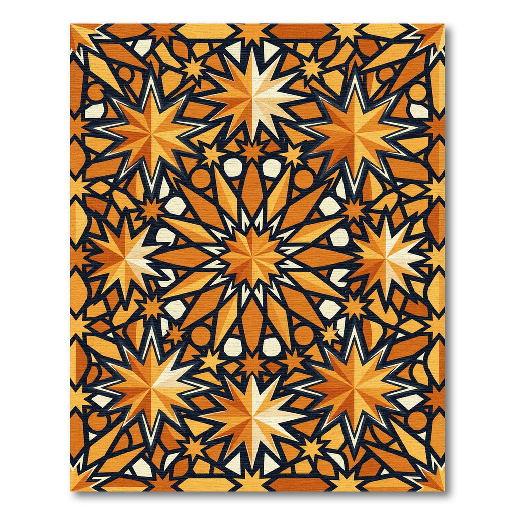 Orange Geometric Star Burst Rug