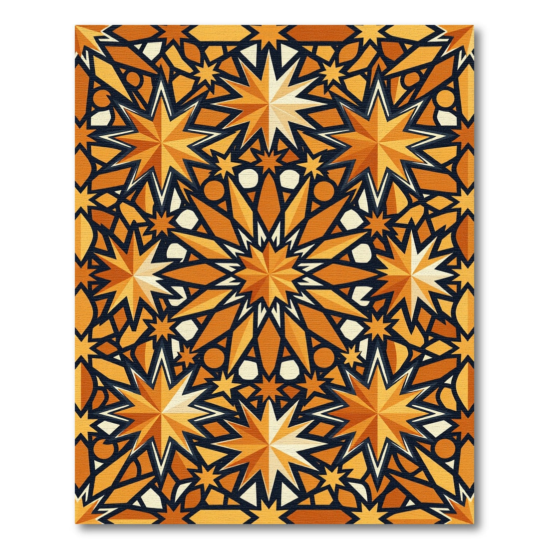 Orange Geometric Star Burst Rug