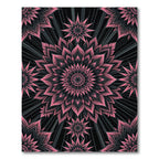 Pink Black Radiant Floral Mandala Rug