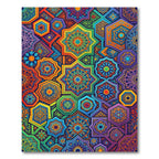 Vibrant Kaleidoscope Geometric Hexagon Mosaic Rug