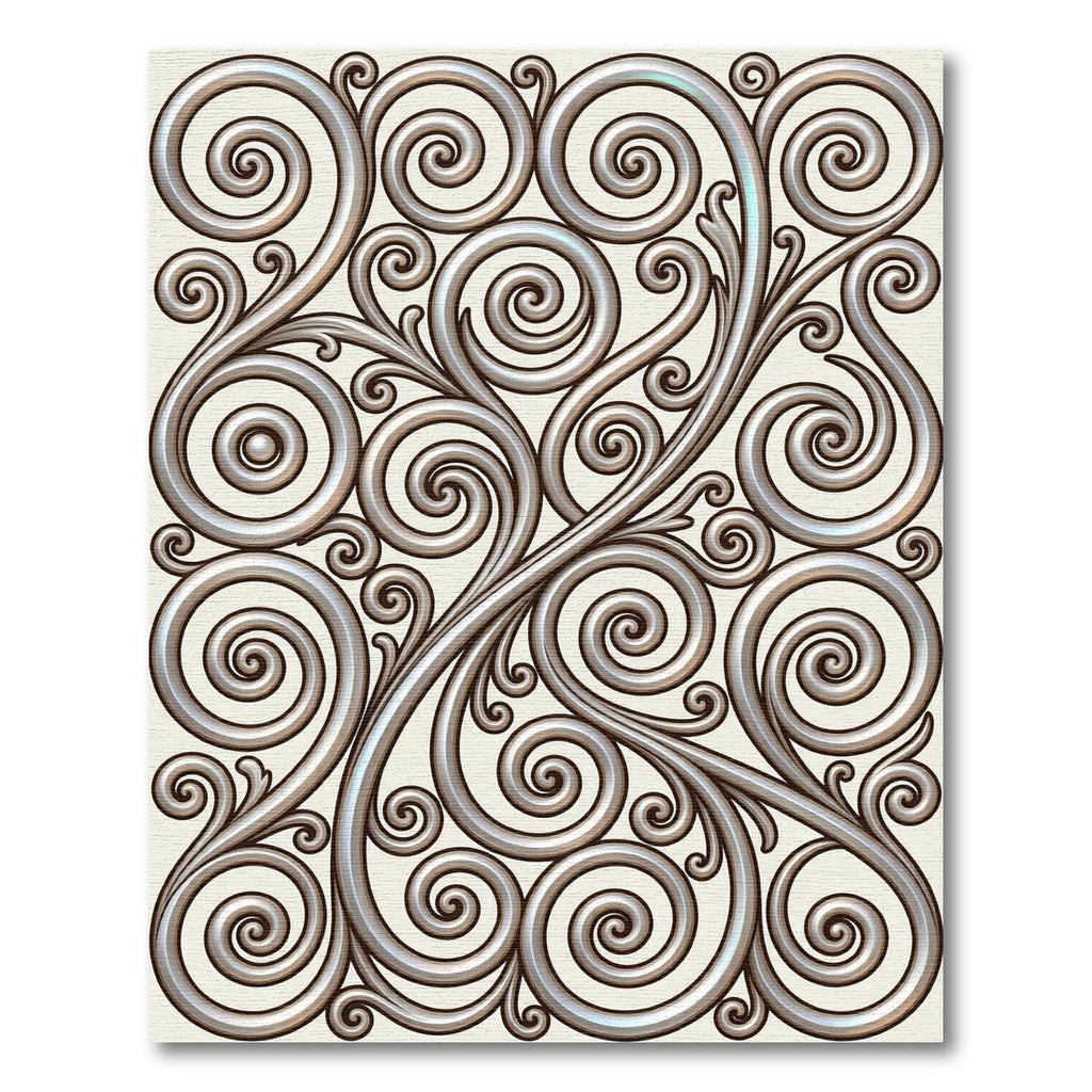 Metallic Silver Swirl Scroll Rug
