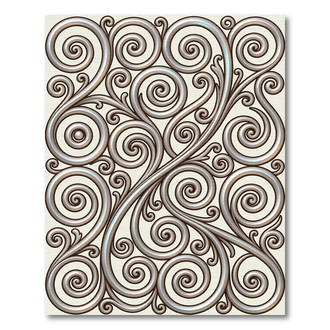 Metallic Silver Swirl Scroll Rug