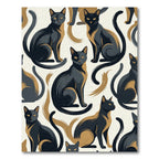 Black And Tan Feline Swirls Rug