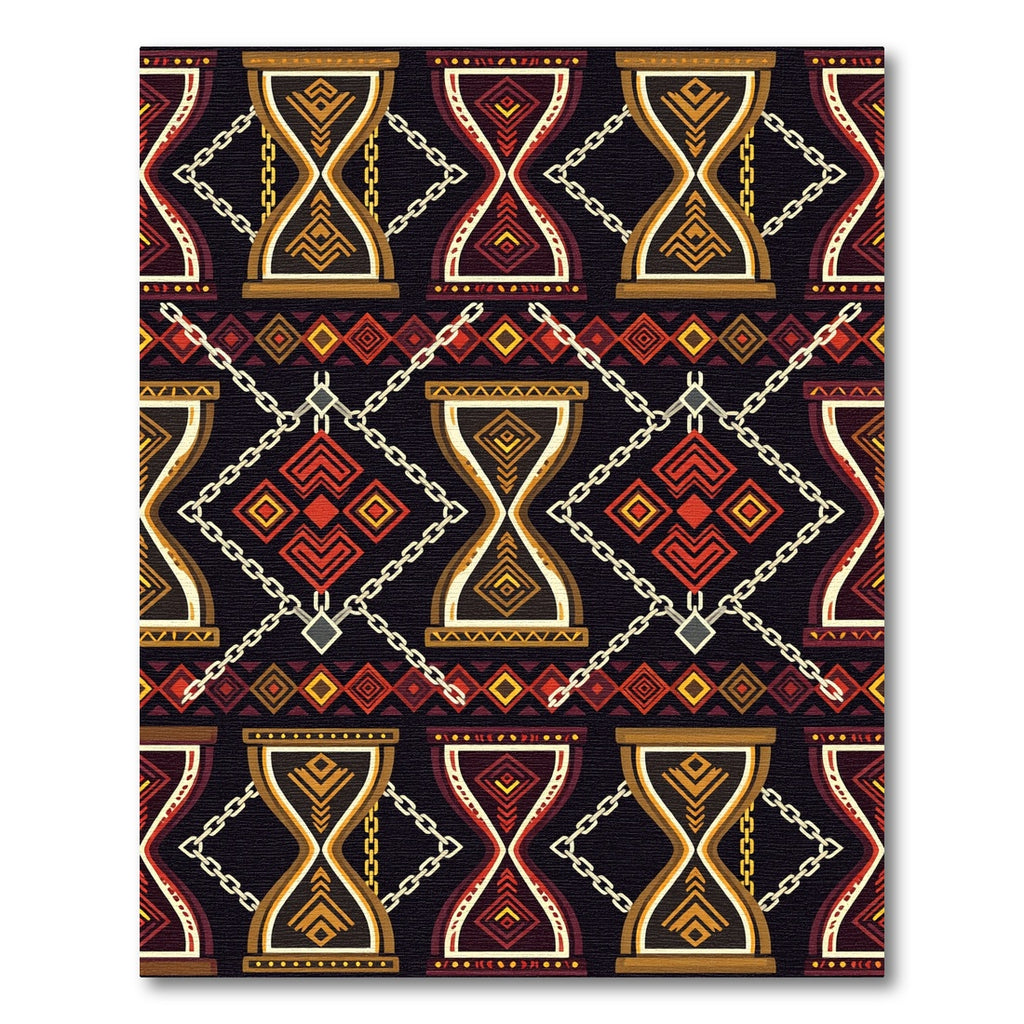 Tribal Hourglass Chain Geometric Earthy Rug