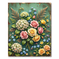 Pink Yellow Rose Hydrangea Floral Arrangement Rug