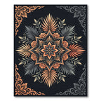 Coral Orange Floral Mandalas with Foliage Rug