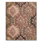 Vintage Damask Floral Ochre Rose Area Rug