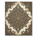 Vintage Ornate Brown Floral Medallion Rug