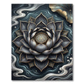 Elegant Dark Lotus Gold Petal Floral Rug