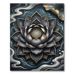 Elegant Dark Lotus Gold Petal Floral Rug