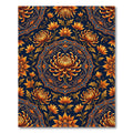 Orange Chrysanthemum Medallion Navy Rug