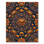 Orange Chrysanthemum Medallion Navy Rug