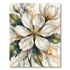 Watercolor White Blossom Floral Botanical Rug