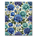 Elegant Blue Botanical Rose Garden Rug