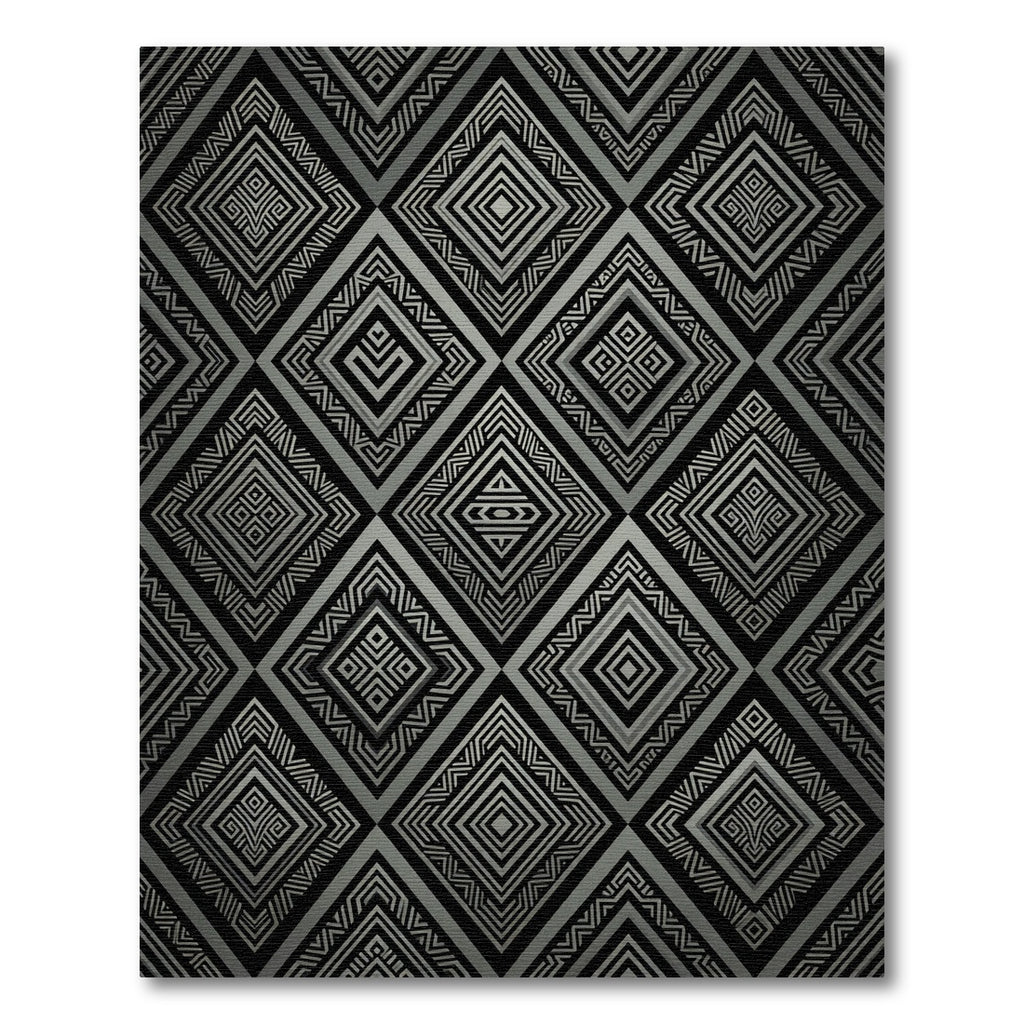 Black Silver Diamond Geo Art Rug