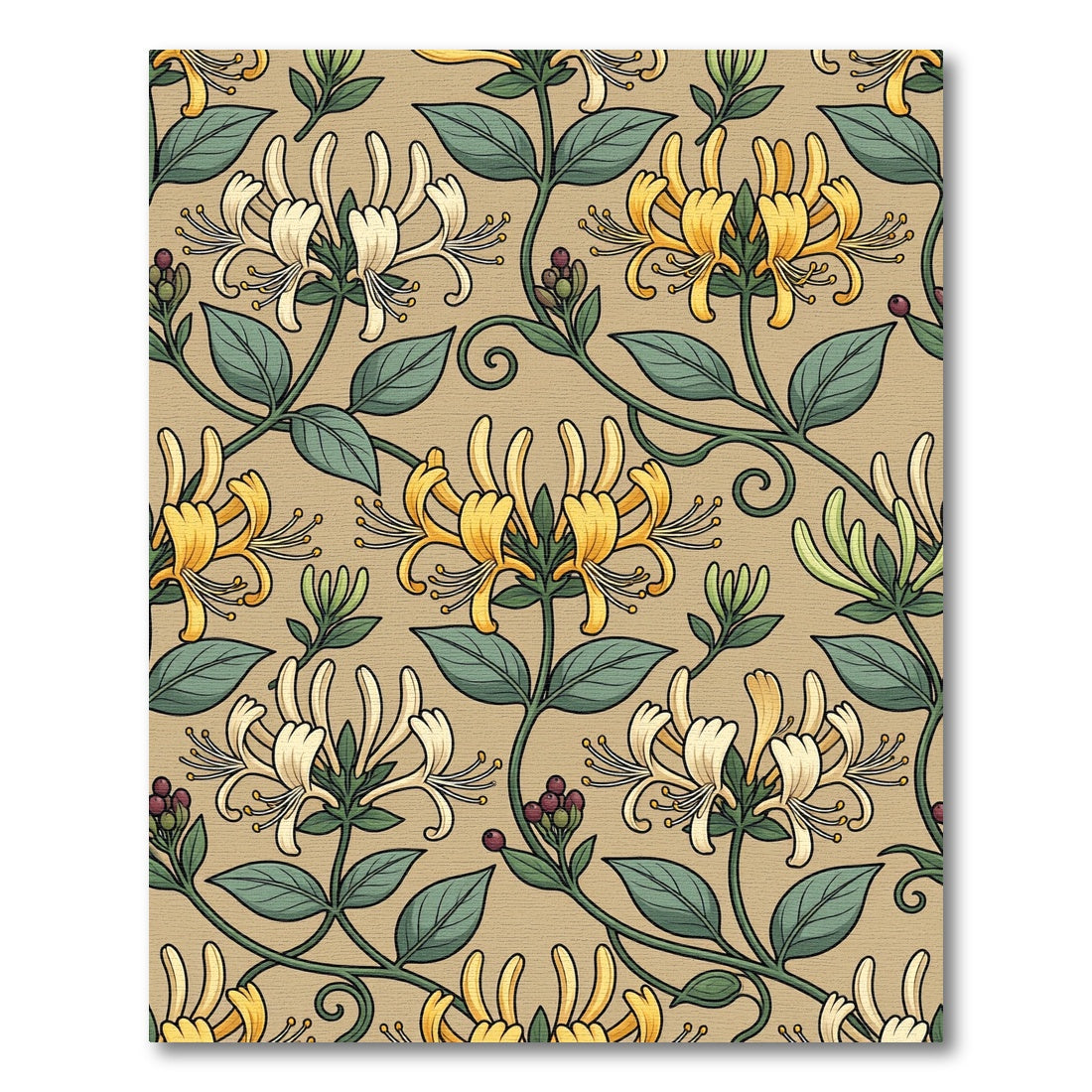 Golden Cream Honeysuckle Vine Rug