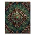 Embossed Bronze Pine Branch Medallion Rug