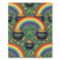 Whimsical Leprechaun Rainbow Clover Gold Rug