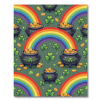 Whimsical Leprechaun Rainbow Clover Gold Rug