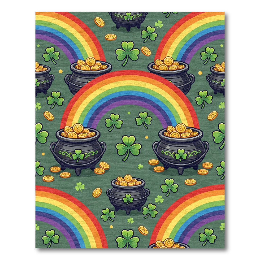 Whimsical Leprechaun Rainbow Clover Gold Rug