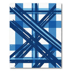 Bold Blue Plaid Brushstroke Rug