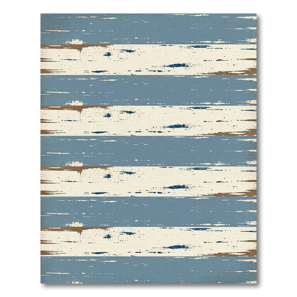 Distressed Blue Cream Horizontal Stripe Rug