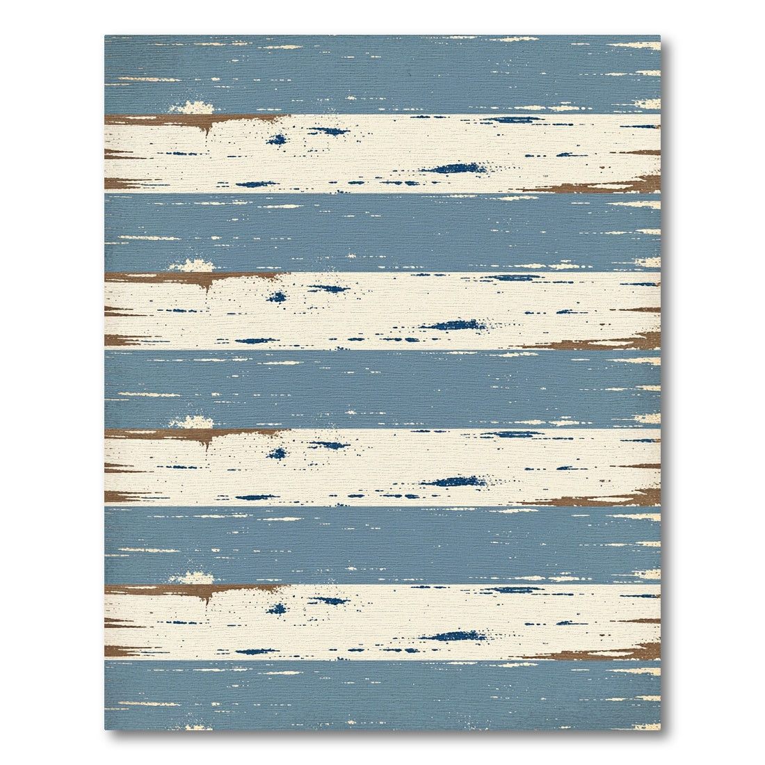 Distressed Blue Cream Horizontal Stripe Rug