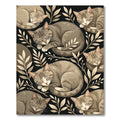 Cozy Sleeping Tabby Cat Botanical Rug