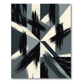Modern Black White Geometric Brushstroke Rug