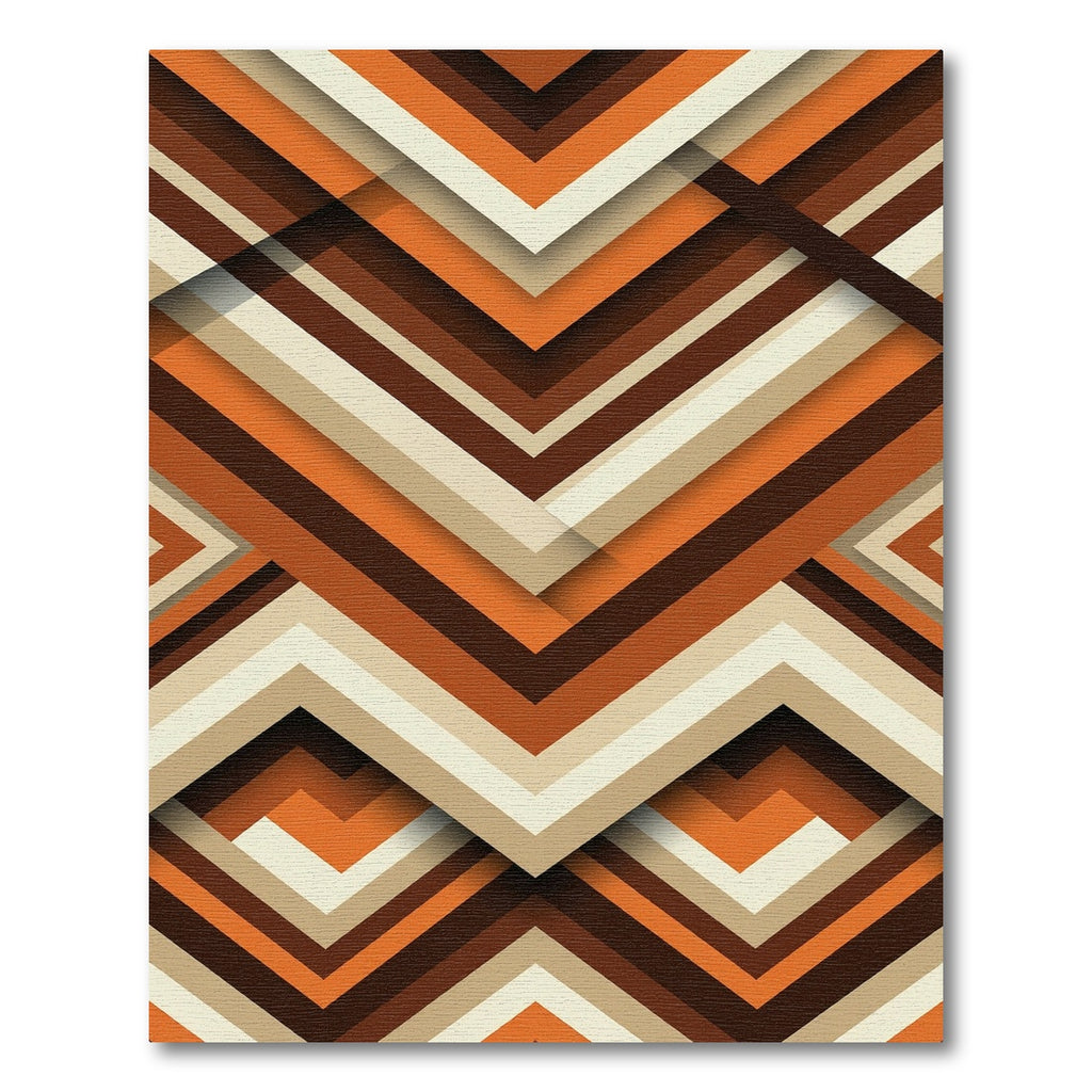 Retro Orange Brown Chevron Layers Rug
