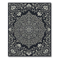 Ornate Silver Floral Medallion Rug